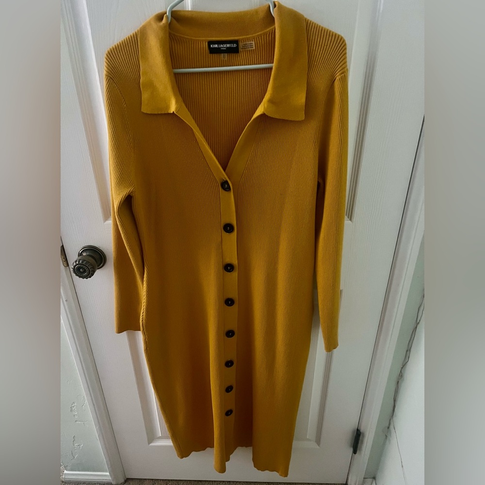 Karl Lagerfeld Paris Ribbed Button-Front Dress, Size XL